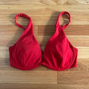 Athleta Plunge Bikini Top 32D/DD Red